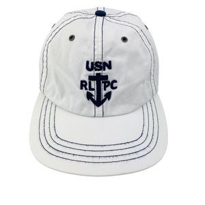 Polo Ralph Lauren USN Baseball Hat Vintage 2006 White Navy Blue Embroidered EUC